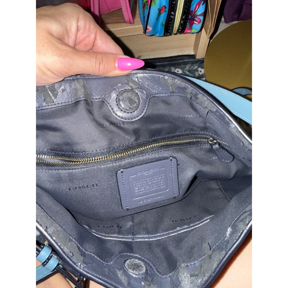 Coach Edie 31 Blue Pebbled Leather Shoulder Crossbody Bag - Picture 9 of 11